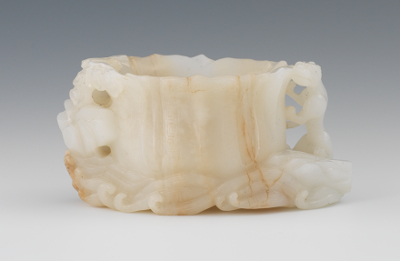 A Carved Jade Brush Washer Lotus 133730