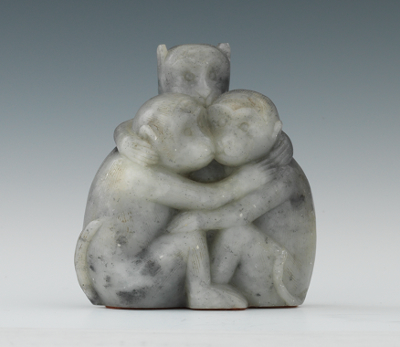 Carved Hardstone of Three Hugging