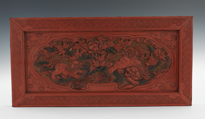A Carved Red Lacquer Panel with 133751