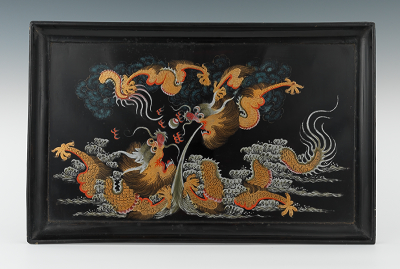 A Black Lacquered Dragon Tray Depicting 133754