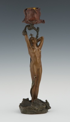 An Art Nouveau Style Bronze Candleholder