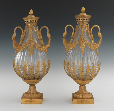 A Pair of Large Cut Crystal Ormolu 133772