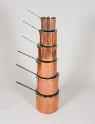 A Set of Six Graduated Copper Pots 133774