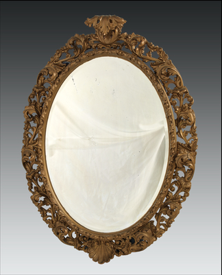 A Large Oval Mirror with Gilt Wood 133799