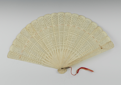 A Carved and Pierced Bone Hand Fan Apprx.