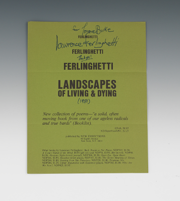 Lawrence Ferlinghetti Autographed Flyer
