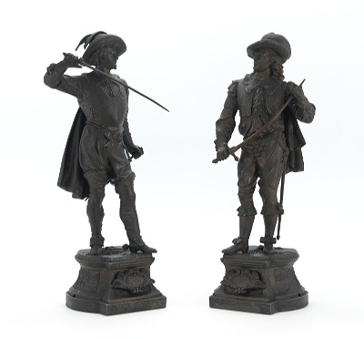 Pair of Spelter Figures A pair of fighting