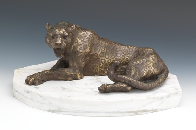 A Cast Bronze Figure of a Snarling