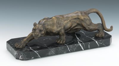 A Cast Bronze Sculpture of a Panther