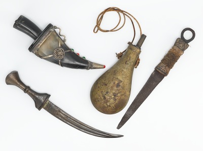 Three Knives and a Powder Flask 13396b