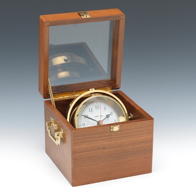 Quartz Ships Clock A walnut boxed 13398b