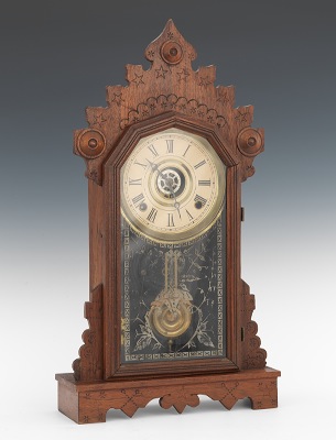 A Victorian Walnut Alarm Mantel 1339a9