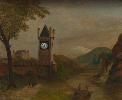 A Rare Clock Framed in a Painting 1339d4