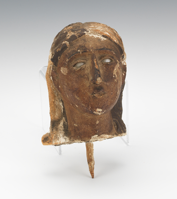 Early Carved Head of a Female Saint 131a00