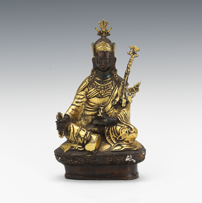 A Parcel Gilt Cast Bronze Seated Padma