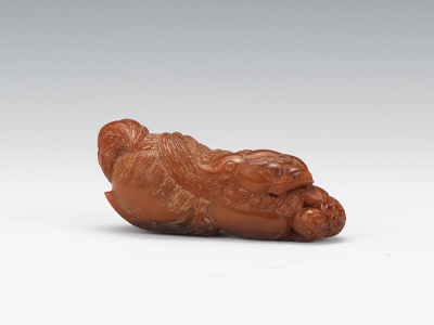A Carved Horn Figure of a Shishi 131a14