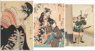 Three Framed Japanese Woodblock