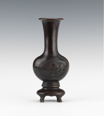 A Bronze Vase with Black Patina Slightly