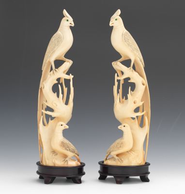 A Pair of Carved Ivory Bird Figurals 131a2c