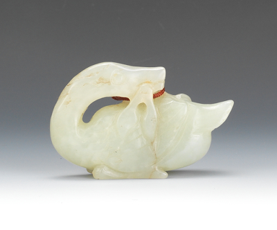 A Carved Jade Duck Seated duck 131a5f
