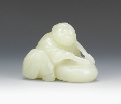 A Carved Jade Man with Drum The