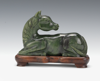 A Carved Spinach Jade Horse The