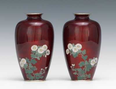 A Pair of Ando Cloisonné Vases