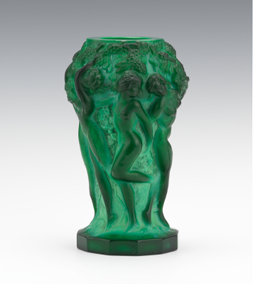 A Malachite Glass Vase by Moser Sculpturally