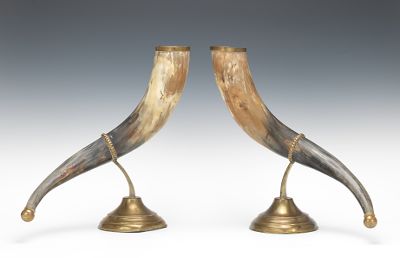 A Pair of Natural Horn and Brass