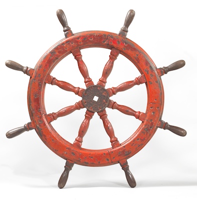 A Vintage Ship's Wheel Carved wood