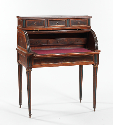 A Cylinder Front Writing Desk In mahogany