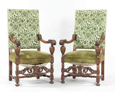 A Pair of Jacobean Style Armchairs 131add