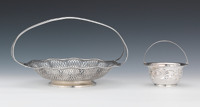 Two Sterling Silver Baskets Larger basket