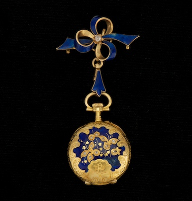 A Swiss 18k Gold Enamel and Diamond