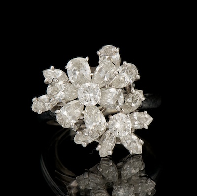 A Ladies Platinum and Diamond Flower