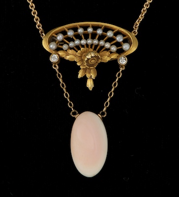 An Edwardian Coral Pearl and Diamond 131b4d