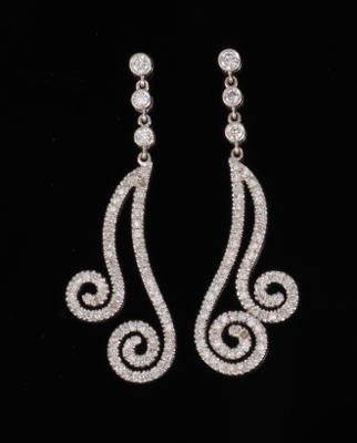 A Pair of Diamond Pendant Earrings 131b57