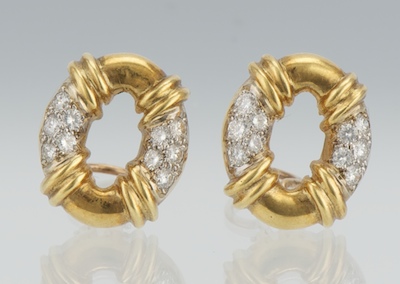 A Pair of Gold and Diamond Ear 131b82