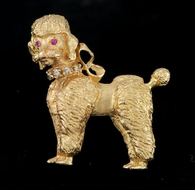 A Retro Style Poodle Brooch 14k