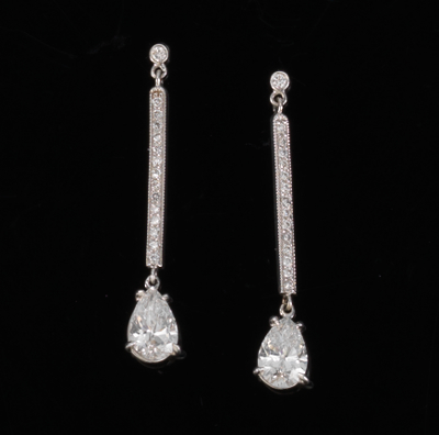 Pair of Diamond Pendant Earrings