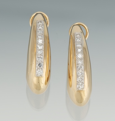 A Pair of Gold and Diamond Earrings