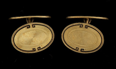 A Pair of Gold and Enamel Cufflinks