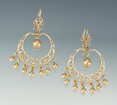 A Pair of Yellow Gold Hoop Earrings 131bfa