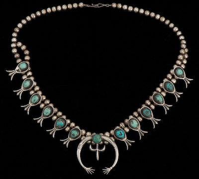 A Silver and Turquoise Squash Blossom 131c07
