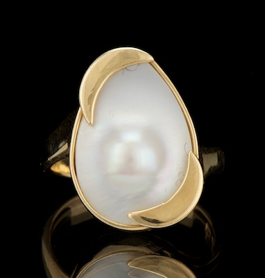 A Ladies Blister Pearl Ring 14k 131c0f