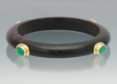 A Carved Mahogany Bangle Bracelet with
