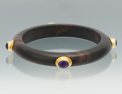 A Carved Mahogany Bangle Bracelet