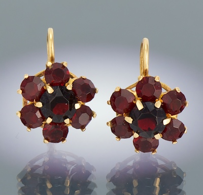 A Pair of Garnet Cluster Earrings