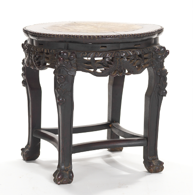 A Carved Rosewood Tabouret Chinese