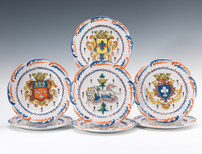 Seven Small French Faience Plates